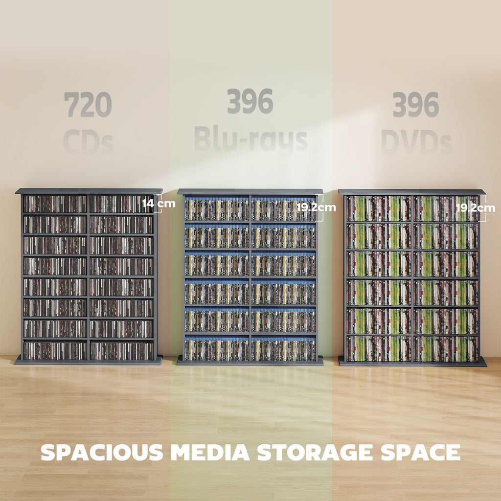 16-Compartment Media Shelf - Grey