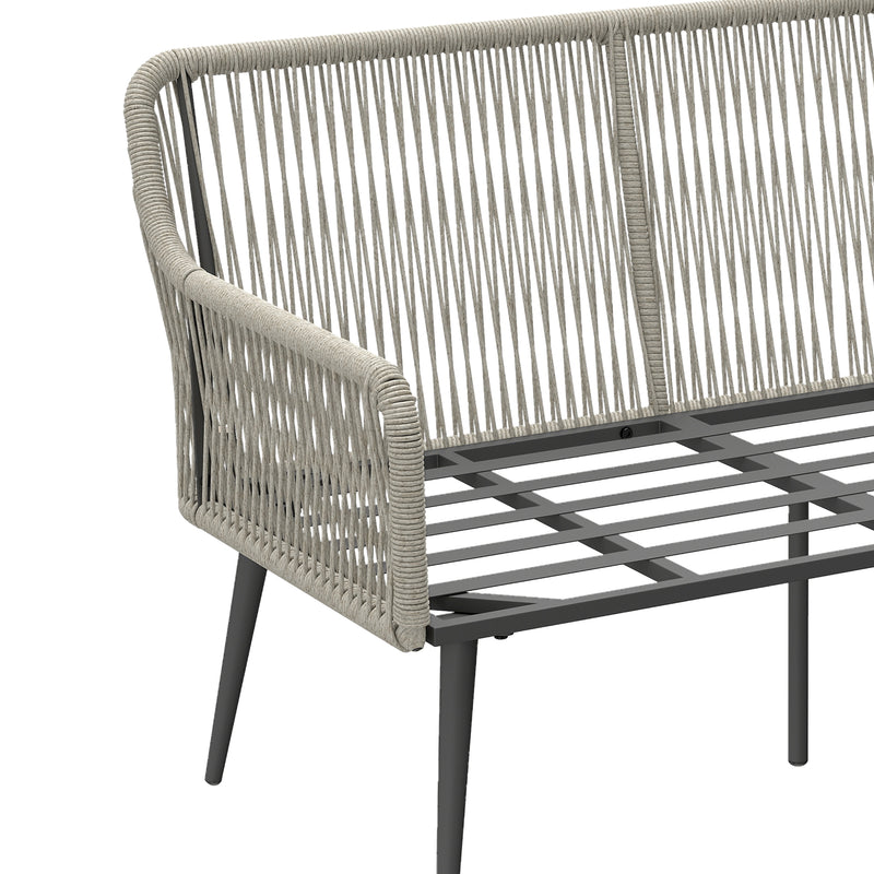 4-piece wide-seat rattan set, light grey – image 10