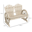 Outsunny Fir Wood Love Seats with Wheel-Shaped Armrests, Large Load-Bearing Chair, Natural Wood Finish – view 3