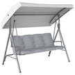 Light grey 3-seater garden swing seat with adjustable canopy, padded cushion and steel frame