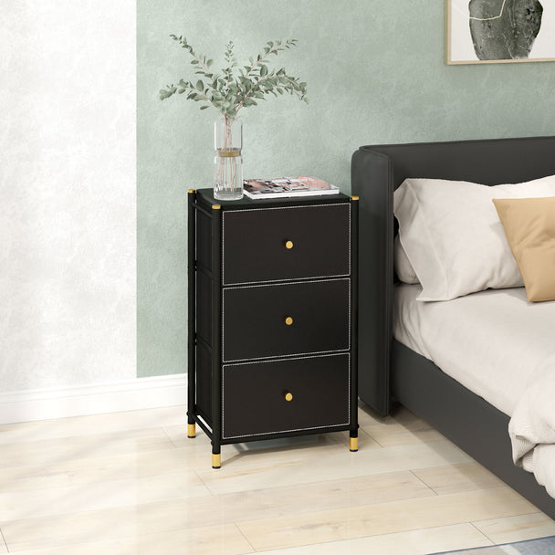 Slim 3-drawer faux leather chest – image 2