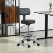HOMCOM Drafting Chair, Office Chair with Backrest and Adjustable Footrest, Height Adjustable Stool, Leather Padded – view 2