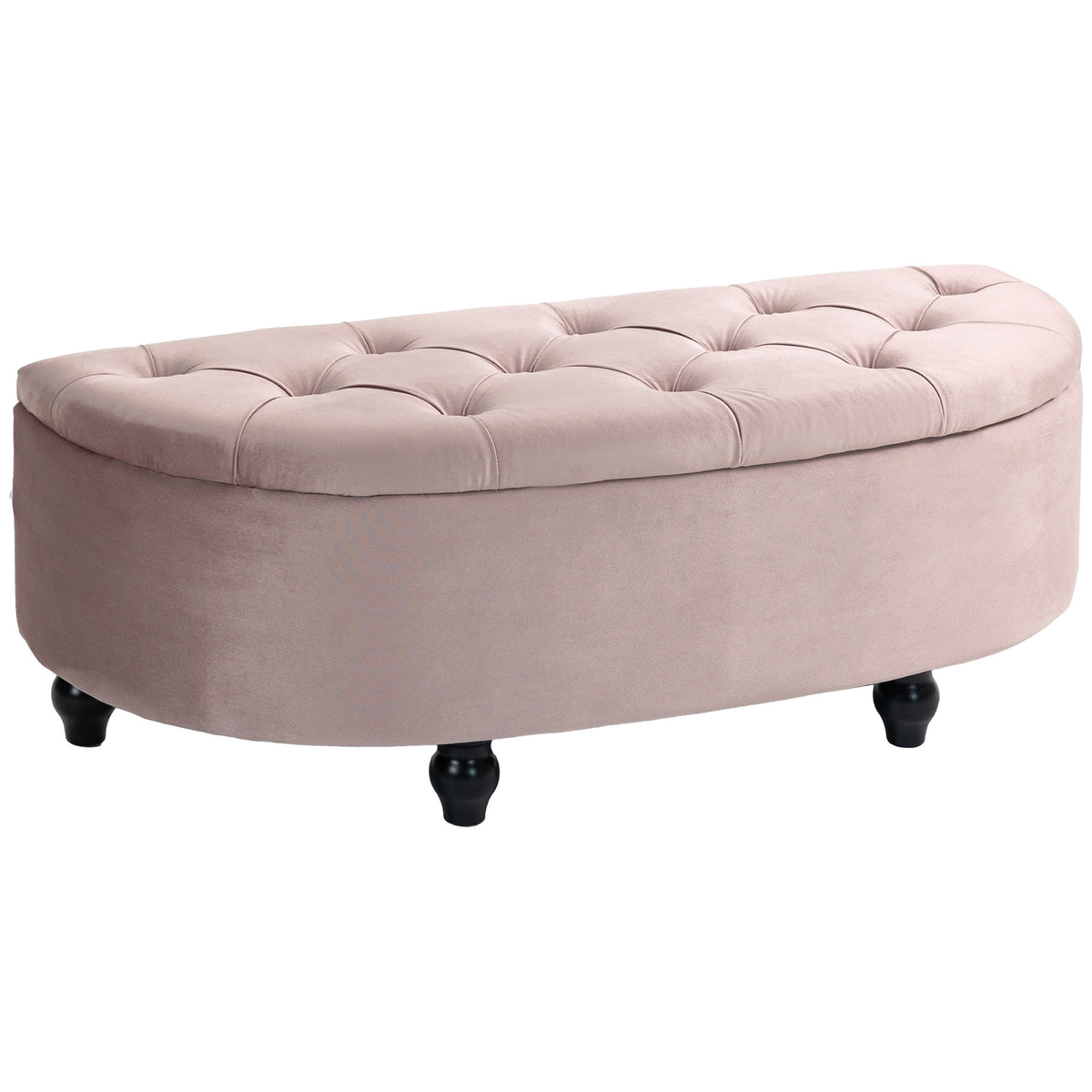 120 cm Velvet Storage Bench with Tufted Lid – Pink