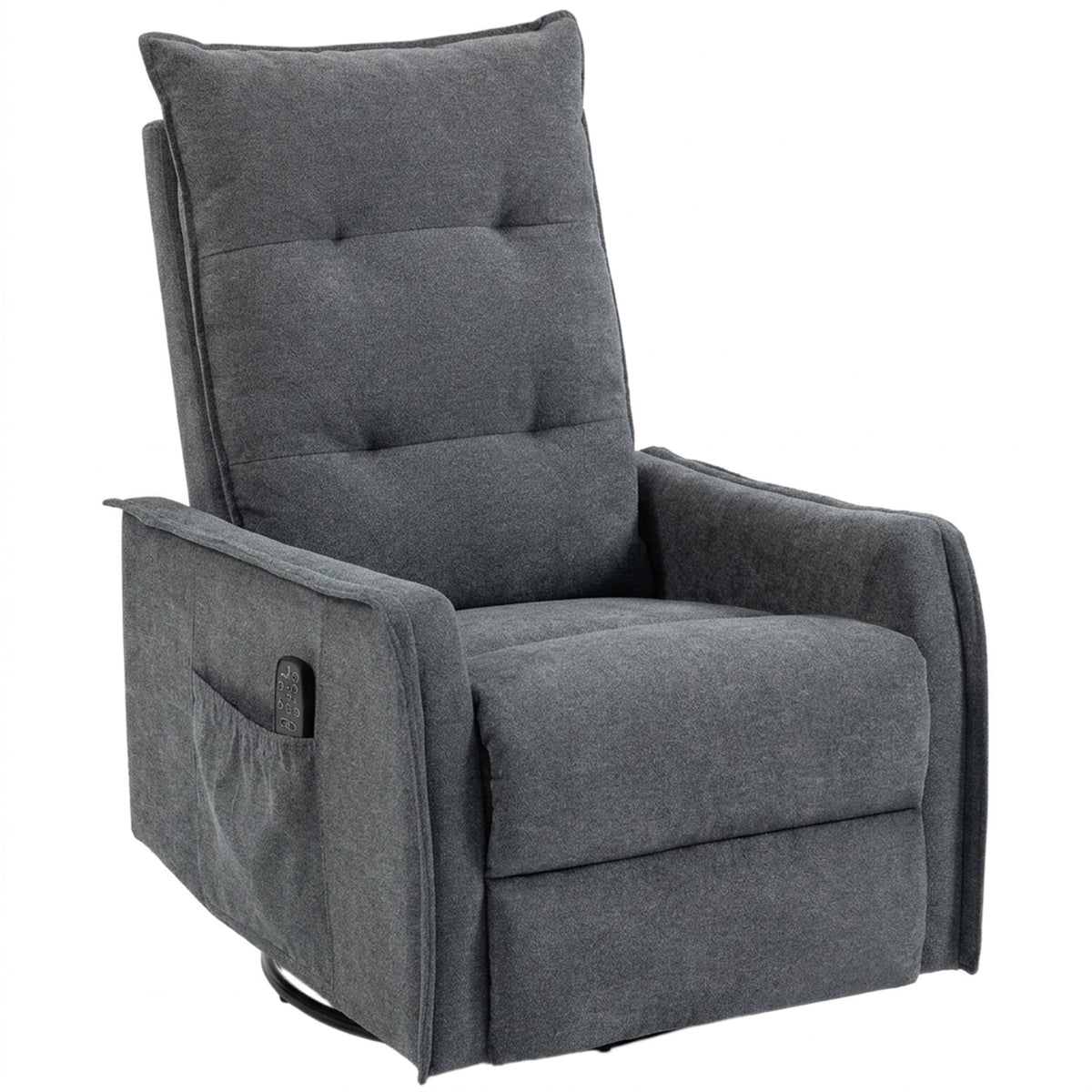 Chenille Swivel Rocking Massage Recliner with Heat – Dark Grey