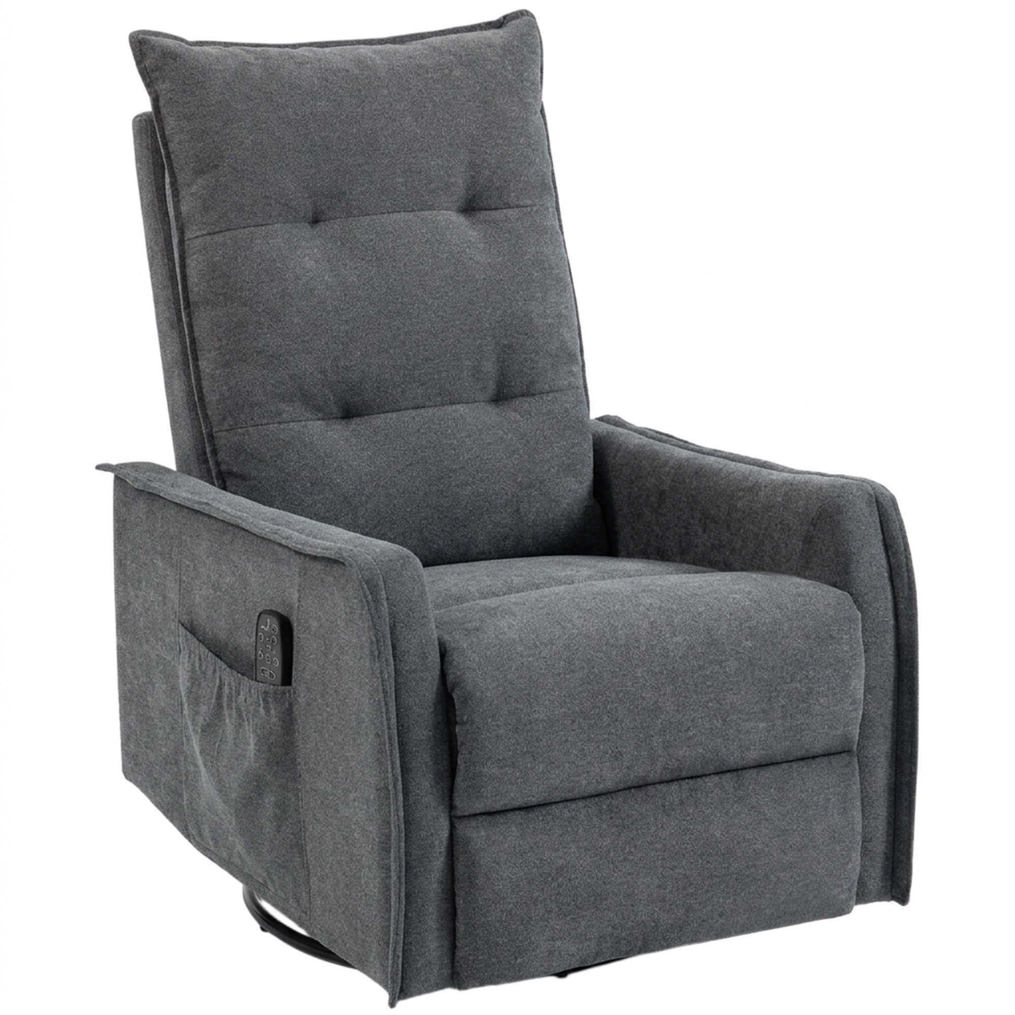 Recliner Armchair, Chenille Recliner Chair with Massage and Heat, 360Â° Swivel Rocking Manual Recliner, Dark Grey