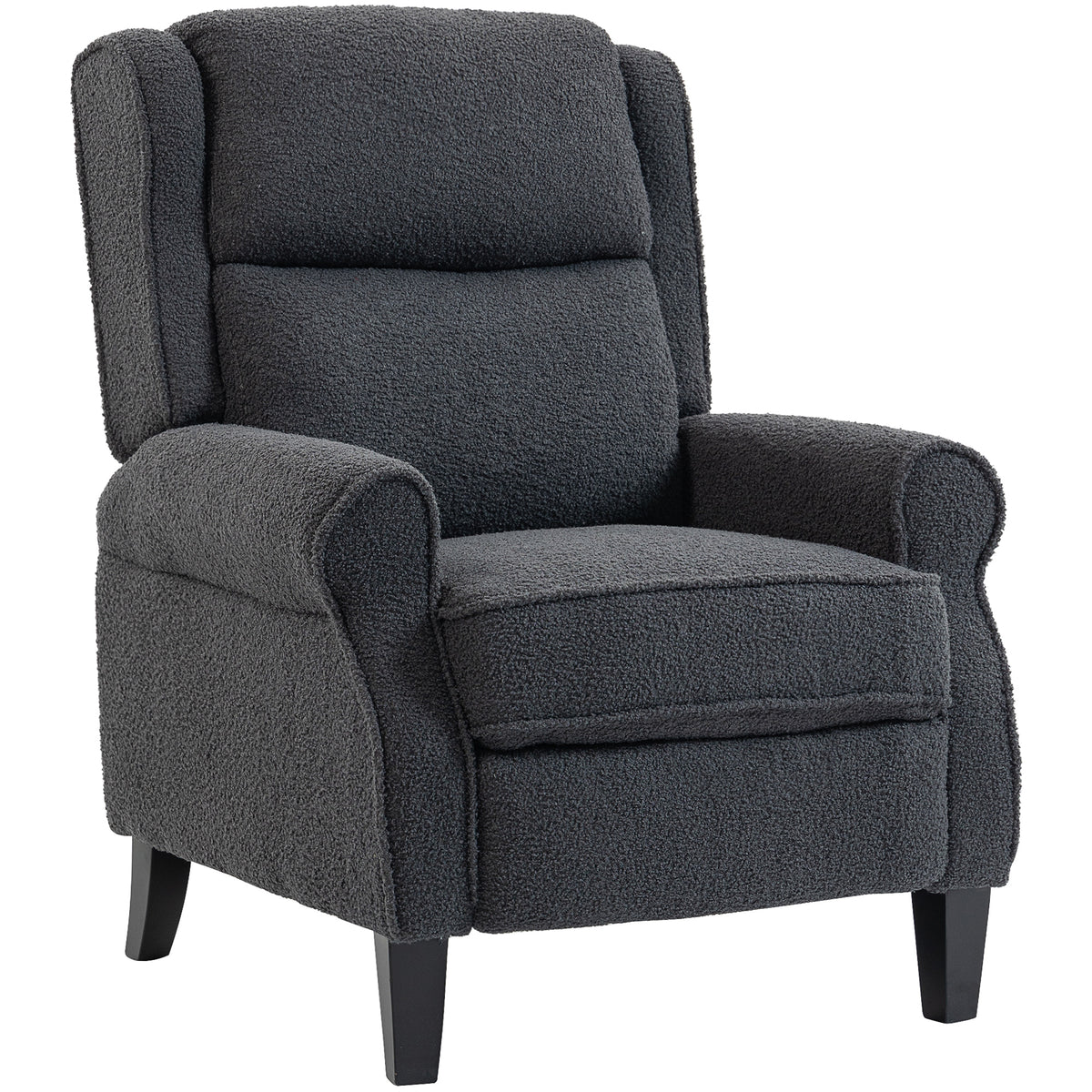 132° Teddy Fleece Recliner with Extended Footrest – Charcoal