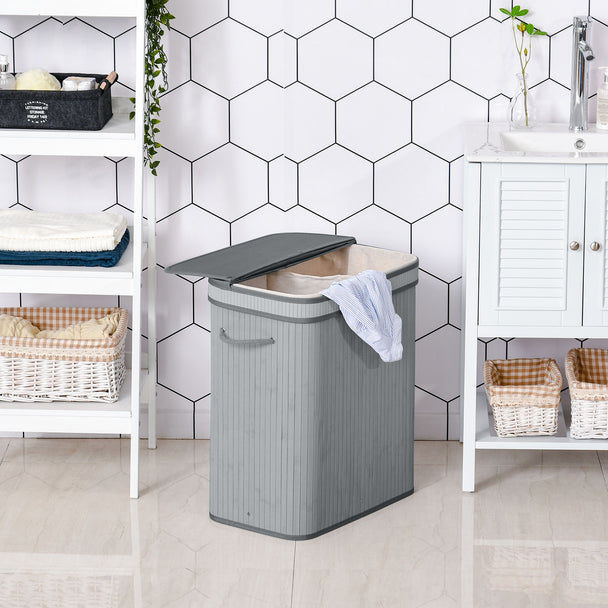 Grey wooden laundry basket – image 2