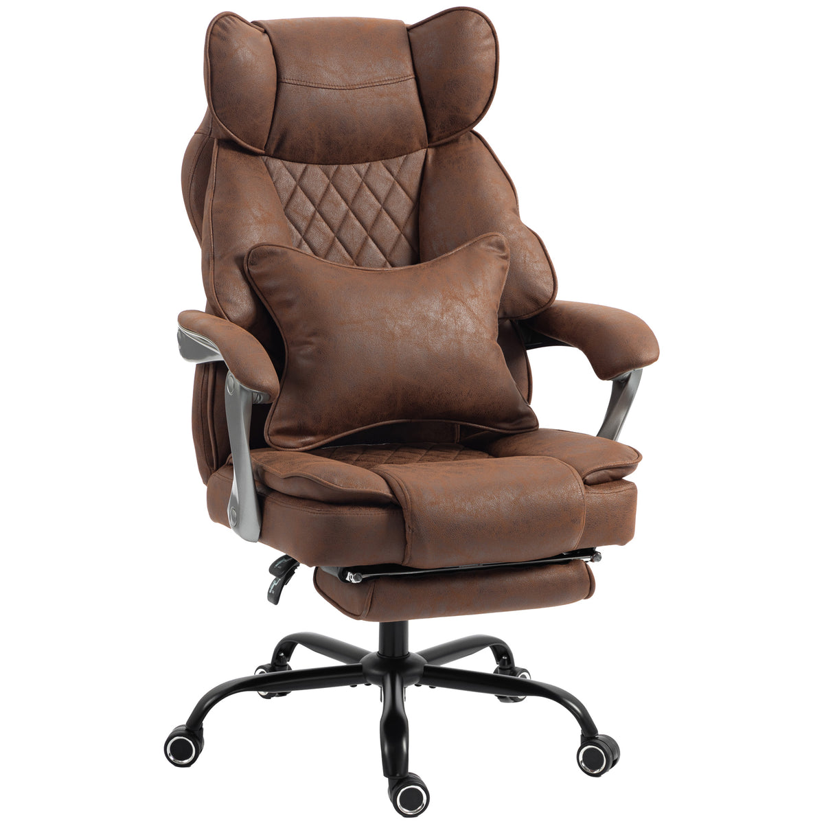 HOMCOM Executive Office Chair, Leathaire Big and Tall Office Chair 180 kg with Wide Seat, Reclining, Lumbar Support