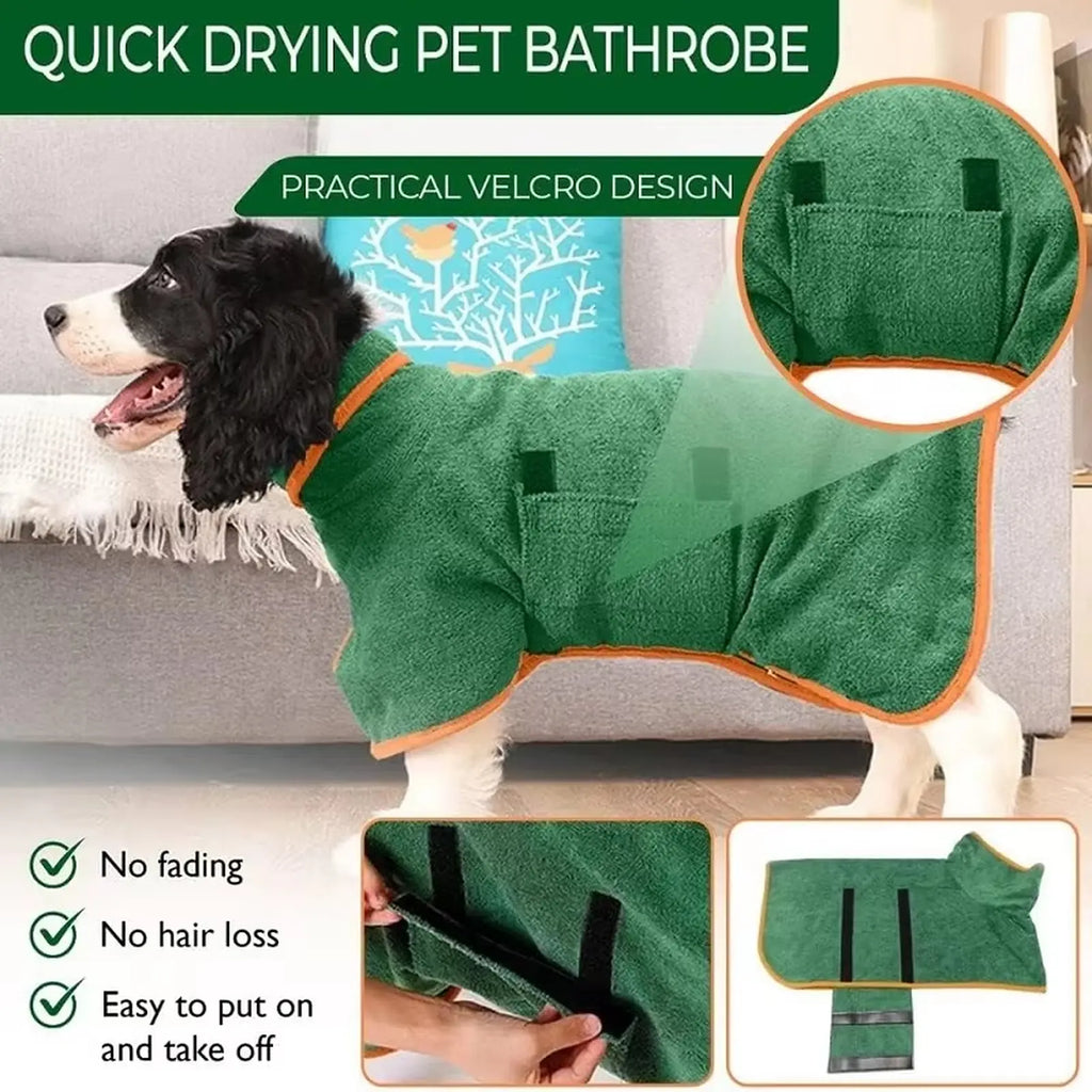 Quick-Dry Hooded Dog Bathrobe Towel