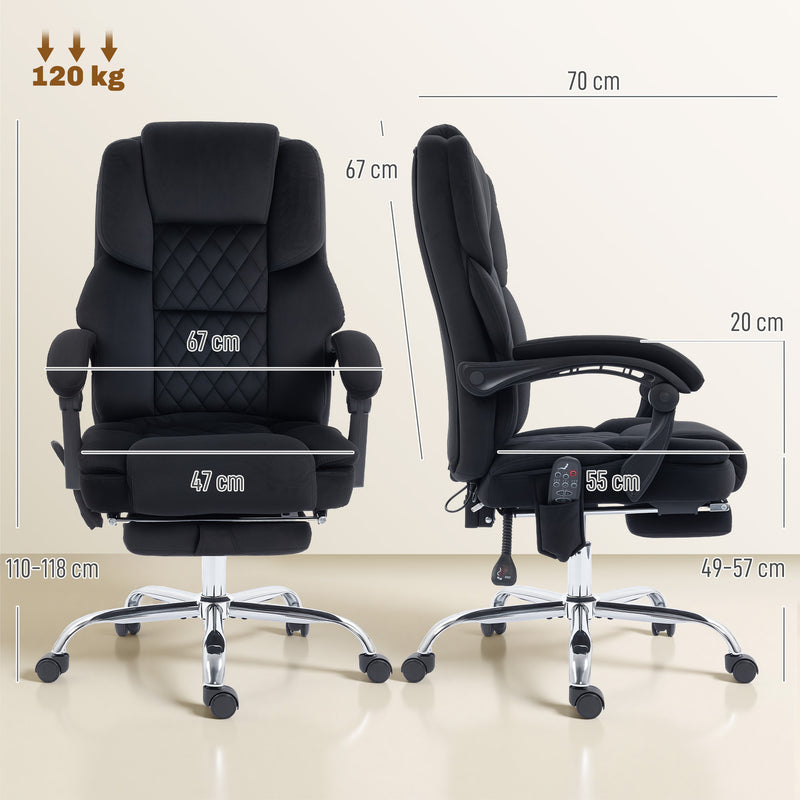 HOMCOM Office Chair with 6-point Vibration Massage and Heat, Fabric Desk Chair with Footrest, High Back, Black – view 3