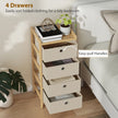 HOMCOM Chest of Drawers, 4 Fabric Drawers Narrow Dresser with Bamboo Frame, Cream White – view 4