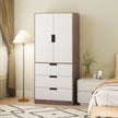 HOMCOM Modern Clothes Storage Cupboard Unit, 3 Drawer 2 Door Wardrobe with Hanging Rod, White/Brown – view 8