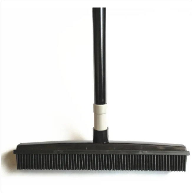 Rubber Pet Hair Broom — Adjustable Telescopic Handle