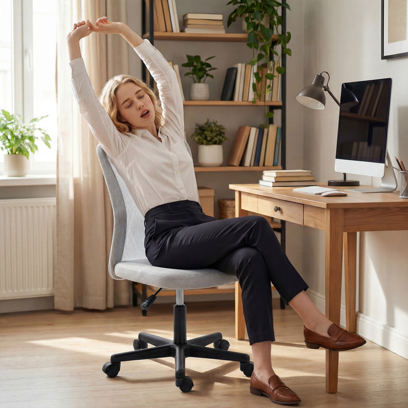 Vinsetto Mesh Office Chair Armless Swivel Executive Computer Desk Chair Adjustable Height Wheels White – view 6