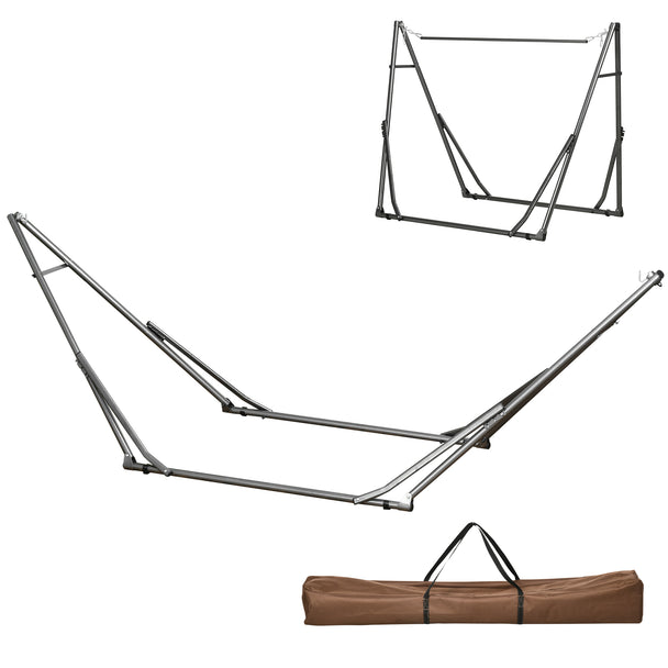 Outsunny 3 in 1 Foldable Hammock Stand, Portable Hanging Chair Stand with Metal Frame, Clothes Drying Rack, Load