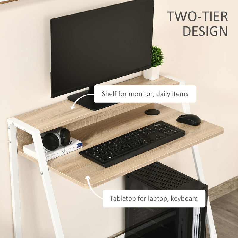 84 cm compact writing desk in white & oak – image 4