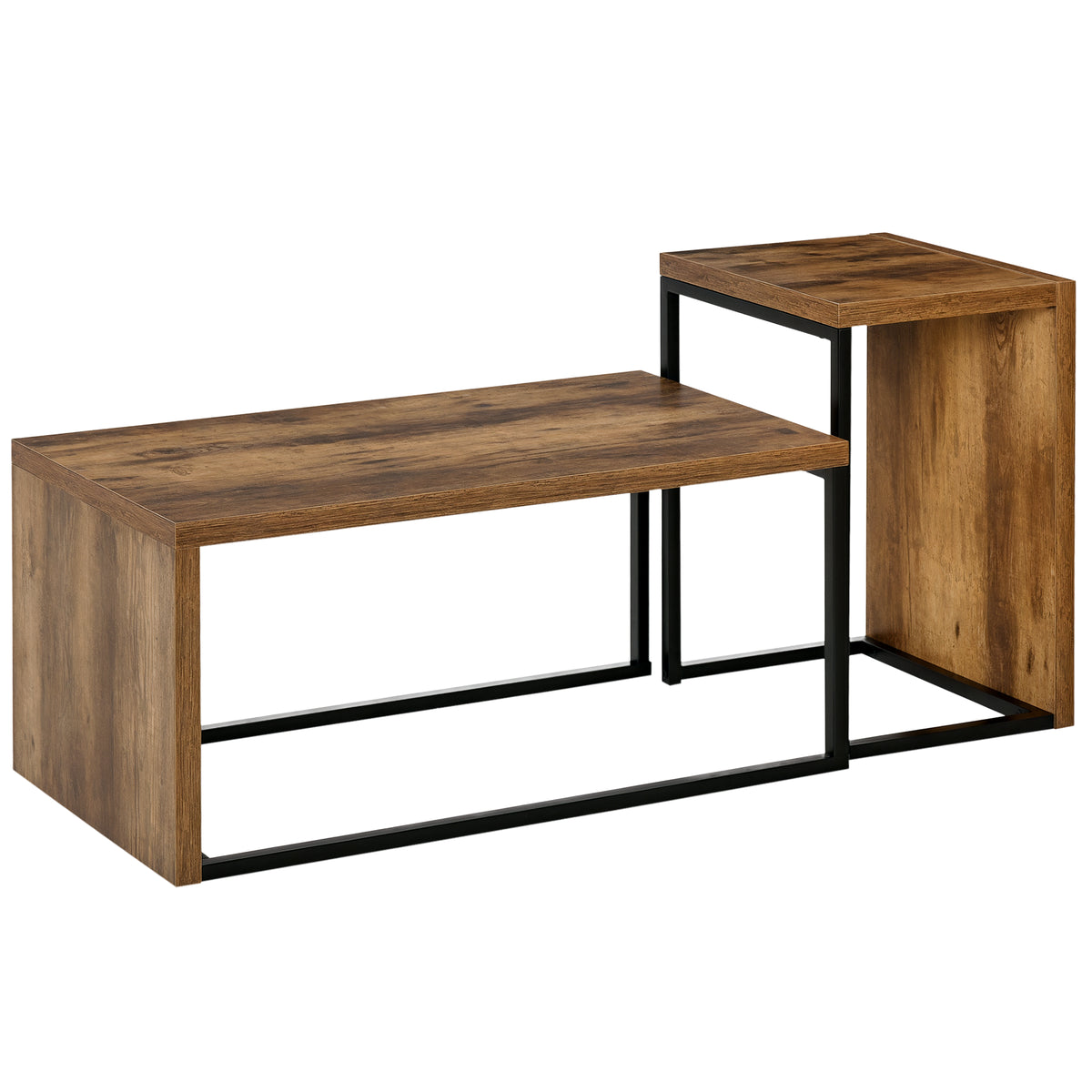 Set of 2 Industrial Nesting Tables – Rustic Brown