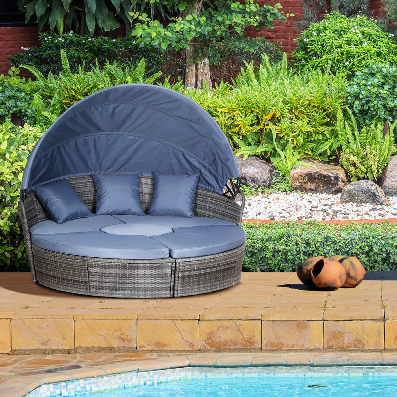 Round rattan daybed with canopy – image 3