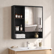 HOMCOM Bathroom Mirror Cabinet, Wall-Mounted Bathroom Cabinet with Mirror Door, Adjustable Shelves, Black – view 9