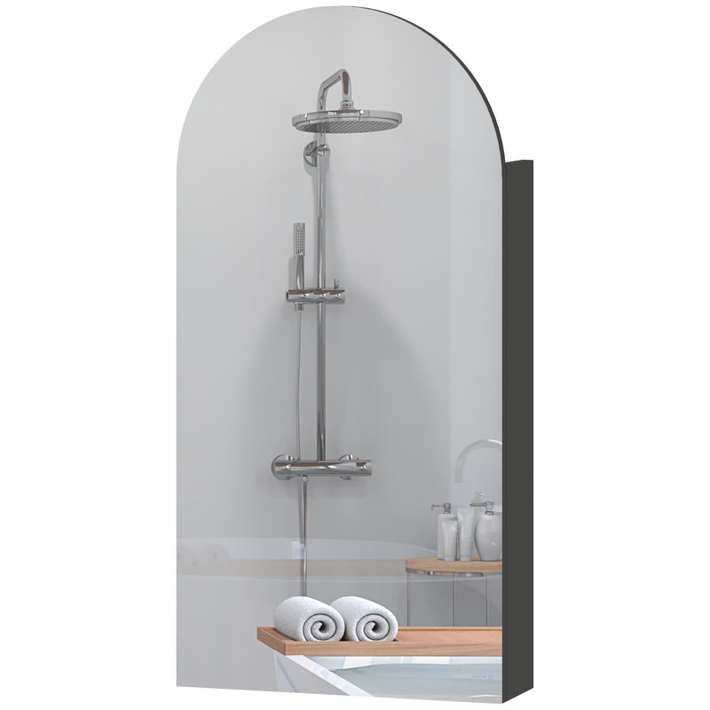 Arched mirror cabinet with glass shelves in black – image 10