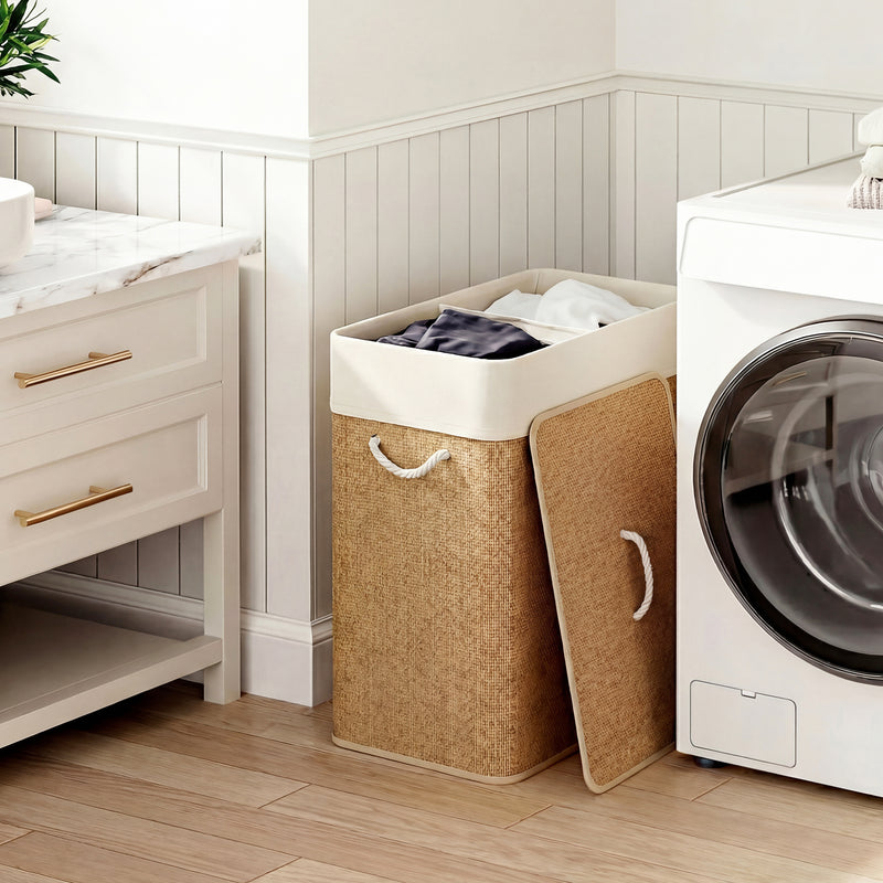 100 L brown two-section laundry basket – image 10