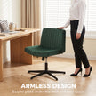 HOMCOM Flannel Criss Cross Legged Desk Chair, Armless Office Chair No Wheels, Green – view 7