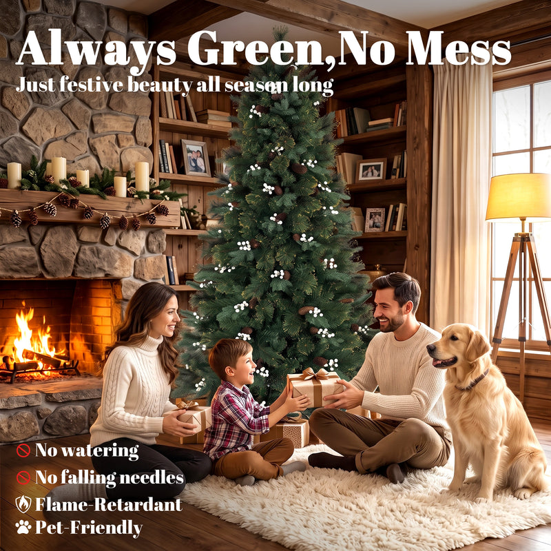 6ft fir Christmas tree with berries – image 4