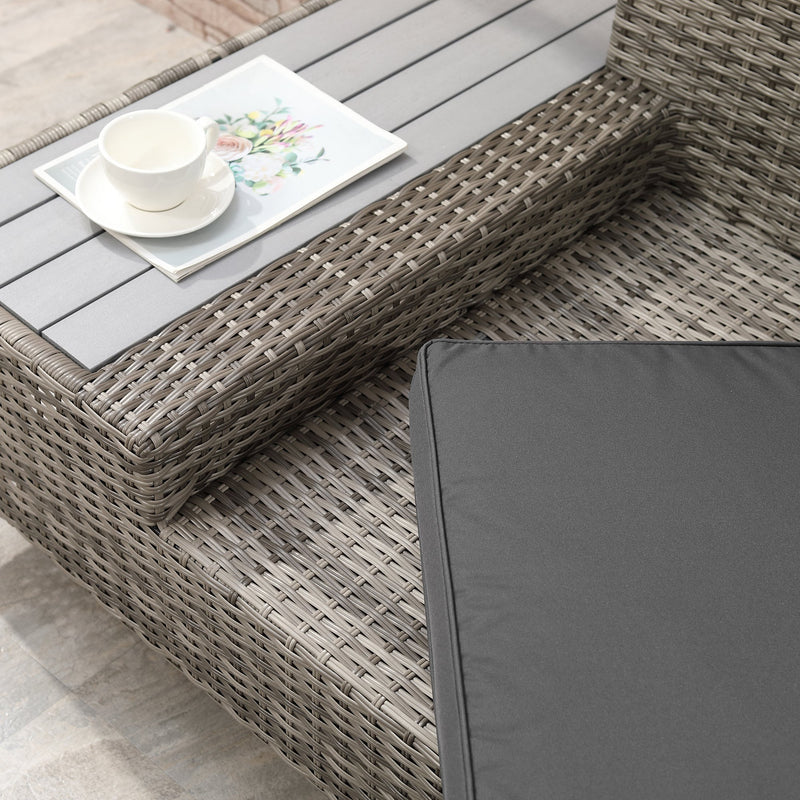 Light grey rattan corner sofa set – image 10