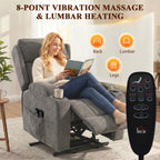HOMCOM Power Lift Recliner Chair with Vibration Massage and Heat, Chenille Riser and Recliner Armchair for Elderly, Grey