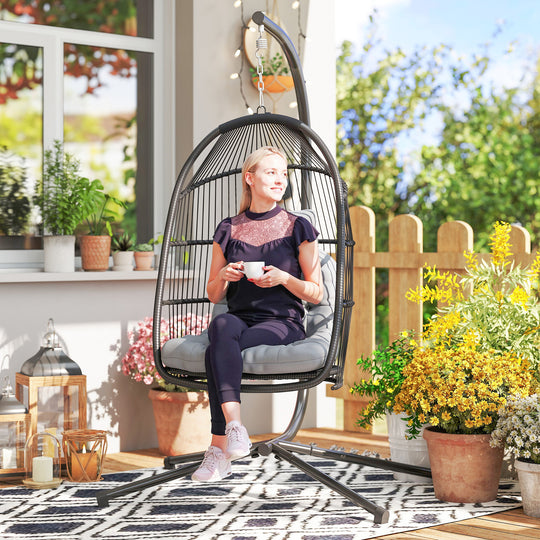 Rattan hanging egg chair – image 2