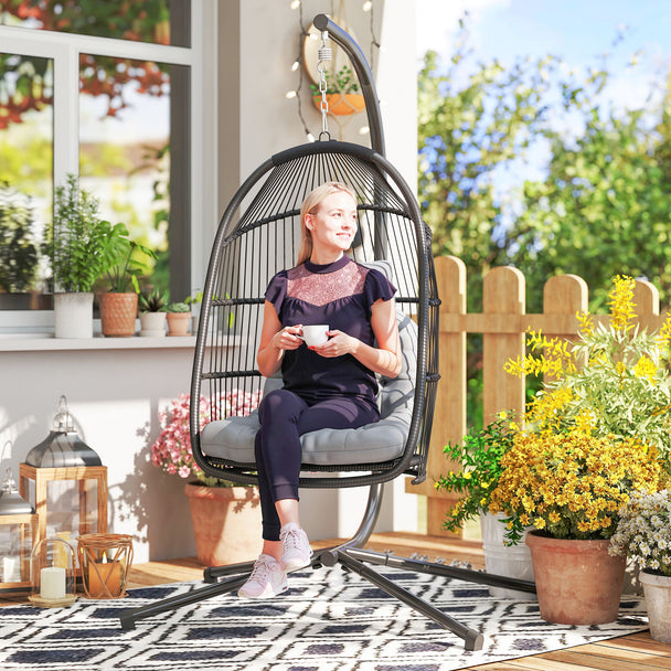 Rattan hanging egg chair – image 2