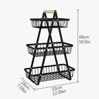 2 & 3 Tier Metal Fruit Basket Stand | Kitchen Countertop Bread & Vegetable Organizer