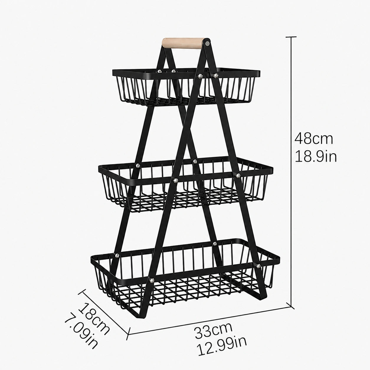 2 & 3 Tier Metal Fruit Basket Stand | Kitchen Countertop Bread & Vegetable Organizer