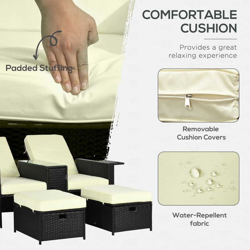Black reclining rattan lounger set – image 5