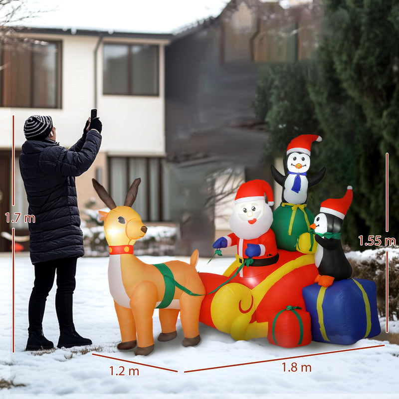 Dimensions of the 6ft Santa sleigh and penguin Christmas inflatable