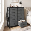 HOMCOM Chest of Drawers, Dresser with 10 Fabric Drawers, Tall Storage Unit with 4 Pockets and 2 Hooks Steel Frame, Grey – view 9
