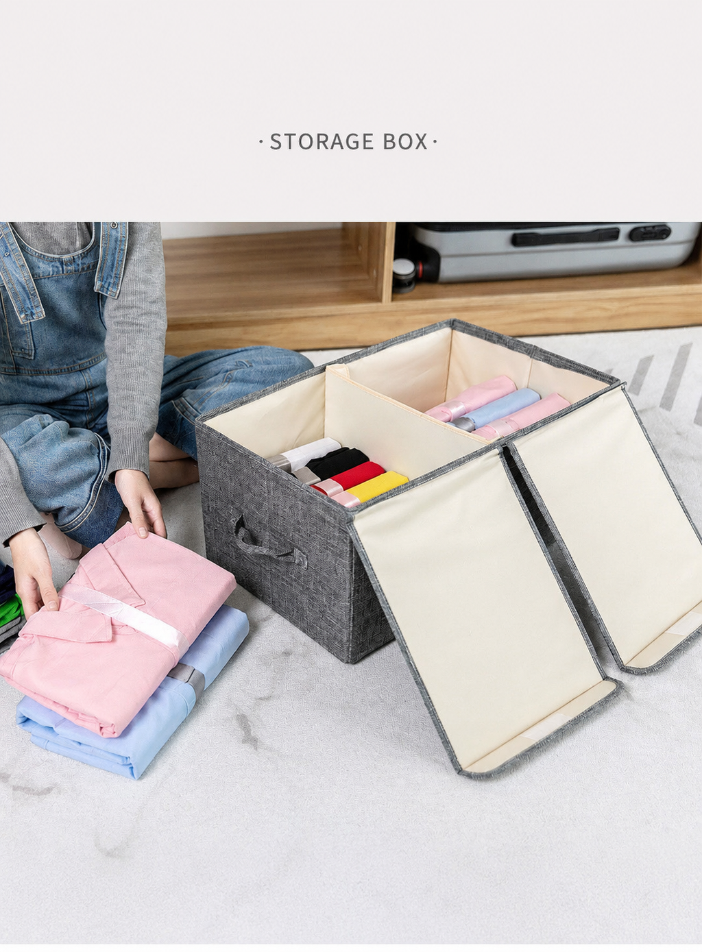 Fabric Storage Box for Clothes - Dorm Room Organizer