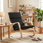Lounge Chair, Comfortable Relax Rocking Chair with Headrest, 67W x 92D x 89H cm, Black