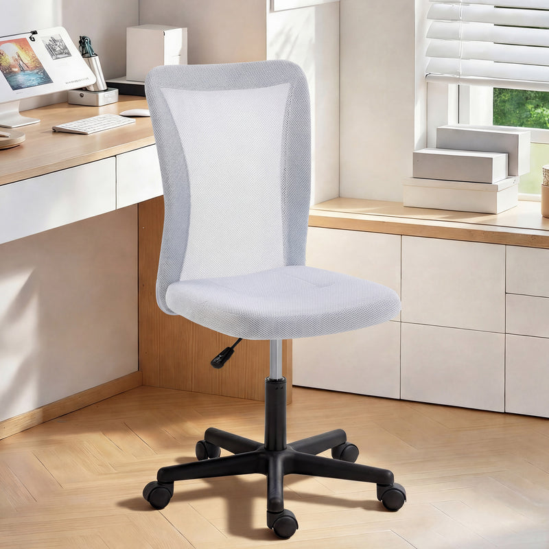 Vinsetto Mesh Office Chair Armless Swivel Executive Computer Desk Chair Adjustable Height Wheels White – view 10