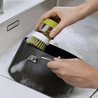 Press-On Kitchen Dish Cleaning Brush - Grey & Green