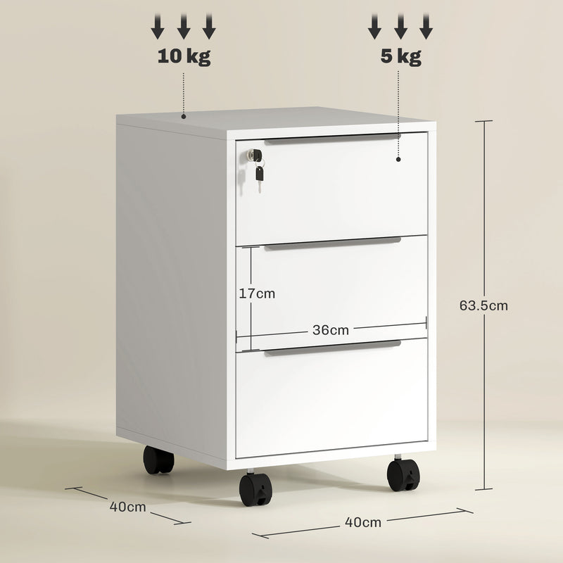 White 3-drawer lockable cabinet – image 3