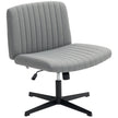 HOMCOM Armless Office Chair No Wheels, Linen Fabric Criss Cross Legged Desk Chair with Wide Seat, Thick Padding, Tilt – view 10