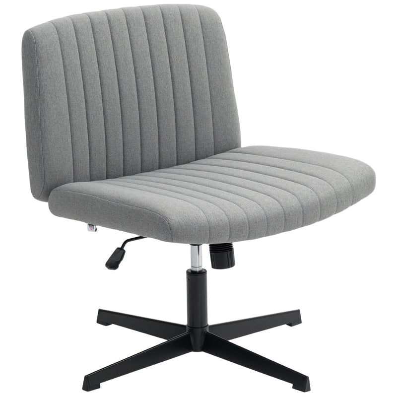 HOMCOM Armless Office Chair No Wheels, Linen Fabric Criss Cross Legged Desk Chair with Wide Seat, Thick Padding, Tilt – view 10