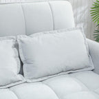 2 Seater Sofa Bed, 3-in-1 Convertible Sleeper Sofa with Click-clack Adjustable Backrest and 2 Pillows, Light Grey