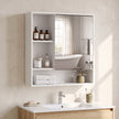 HOMCOM Bathroom Mirror Cabinet, Wall-Mounted Bathroom Cabinet with Mirror Door, Adjustable Shelves, White – view 9
