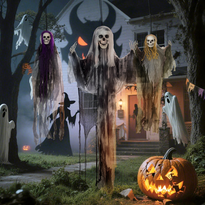 Set of 3 Hanging Skeleton Ghost Decorations – 90/110/170cm – image 8 of 9