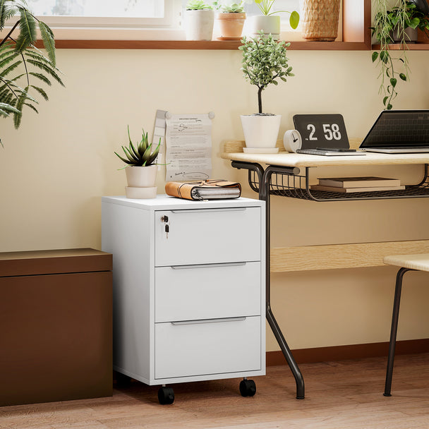 White 3-drawer lockable cabinet – image 2