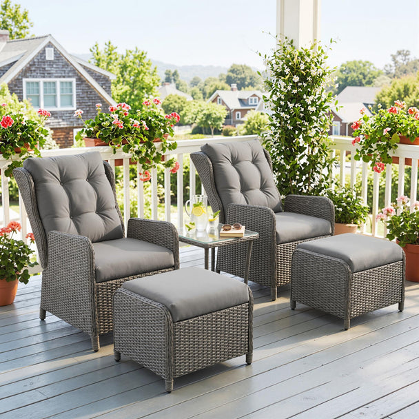 5-piece reclining rattan bistro set – image 2