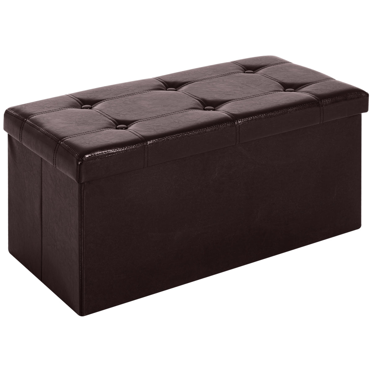 76 cm Foldable Faux Leather Storage Ottoman Bench – Brown