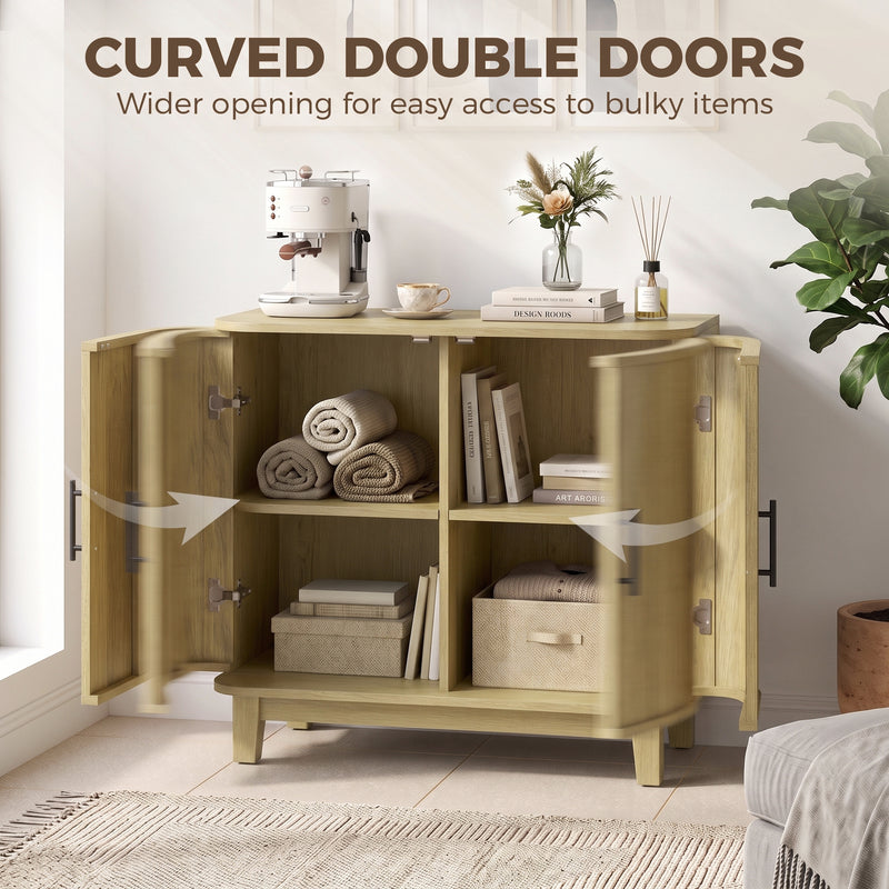 HOMCOM 80cm Sideboard Buffet Cabinet, Storage Cabinet with 2 Curved Doors, Adjustable Shelf and Legs for Dining Room – view 4